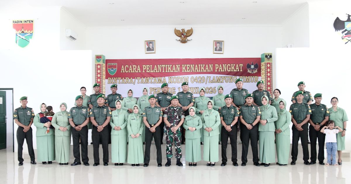 Lima Belas Prajurit Kodim 0429/Lampung Timur Mendapatkan Kenaikan  Pangkat